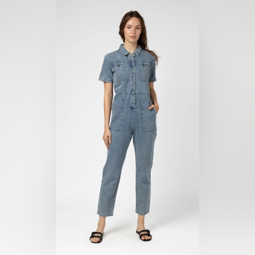 Mod Ref Womens Denim Jumpsuit Short Sleeve Jumpsuit 90s utility workwear